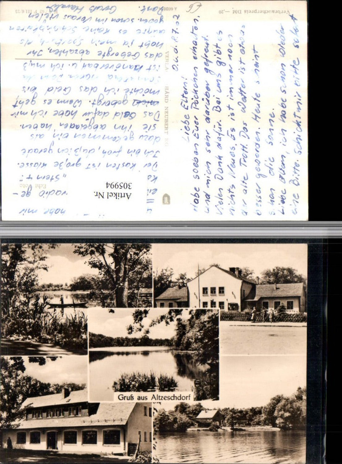 305994,Altzeschdorf Haus Gebäude See Ruderboot Partien Mehrbildkarte