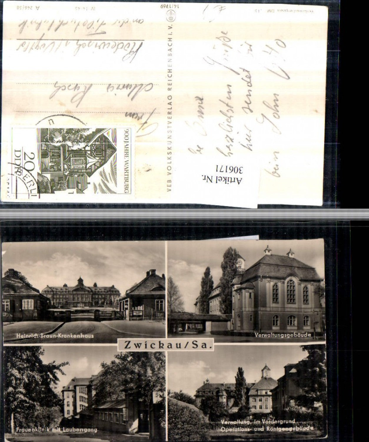 306171,Zwickau Krankenhaus Frauenklinik Verwaltungsgebäude Mehrbildkarte pub VEB