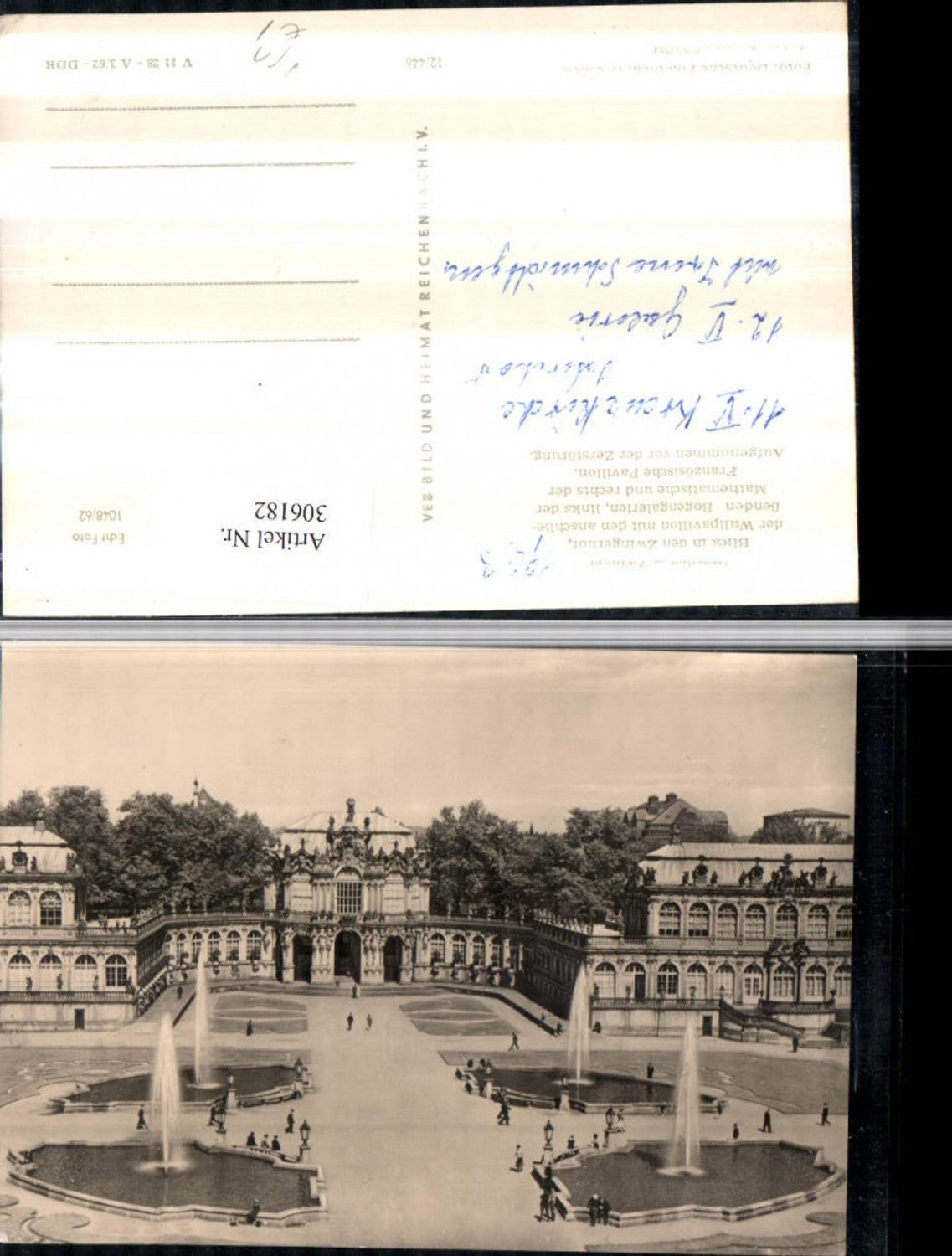 306182,Dresden Zwinger Wallpavillon m. Bogengalerien Springbrunnen Fontäne pub VEB 12/446