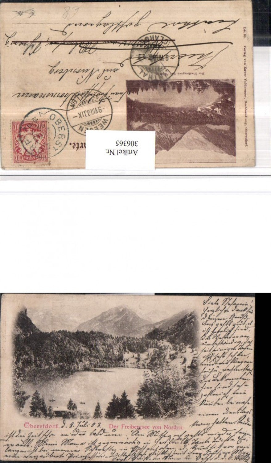 306365,Oberstdorf Freibergsee See von Norden u. Westen Bergkulisse Mehrbildkarte