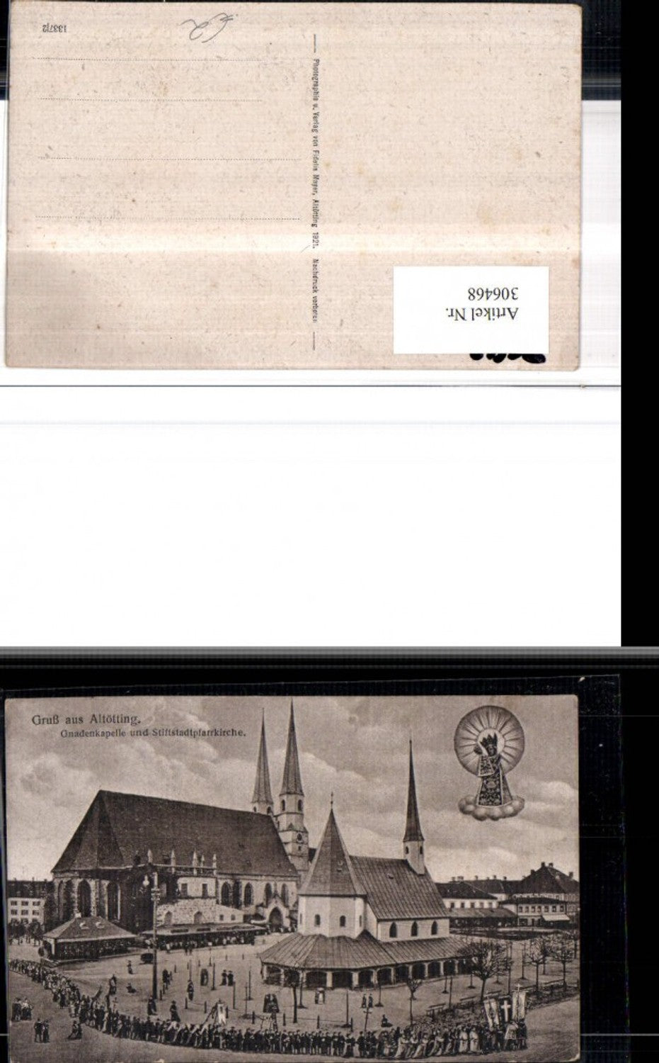306468,Gruß aus Altötting Gnadenkapelle u. Pfarrkirche Kirche Gnadenbild Prozession