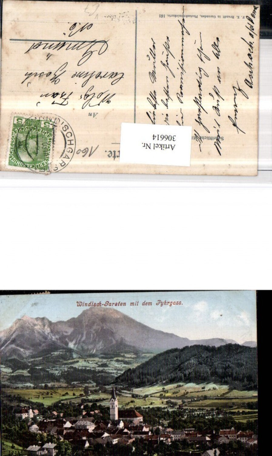 306614,Windischgarsten Totale m. Pyhrgas Bergkulisse pub F. E. Brandt 161
