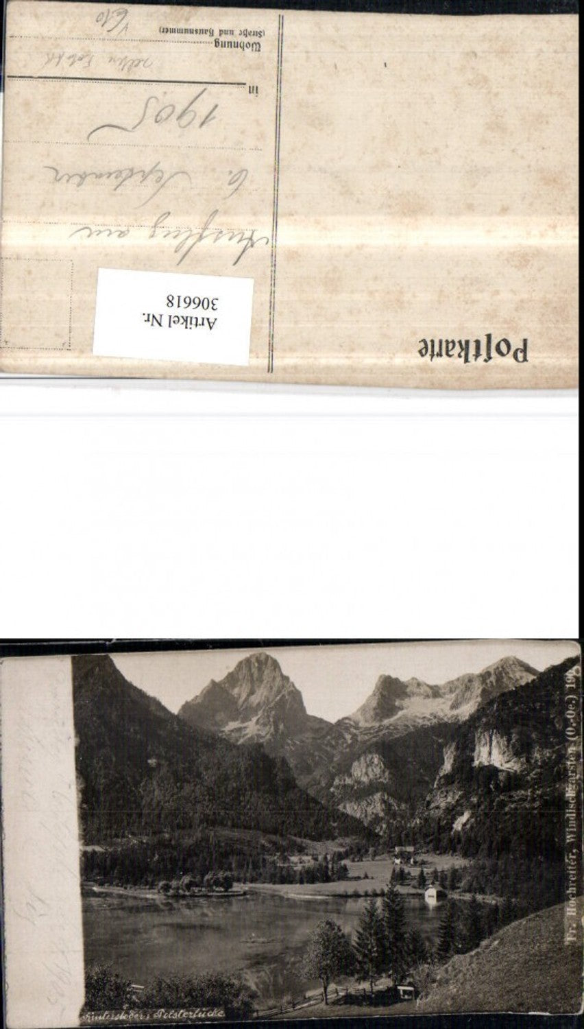 306618,Seltene Foto AK Hinterstoder Polsterlucke Bergkulisse pub Foto Hochreiter