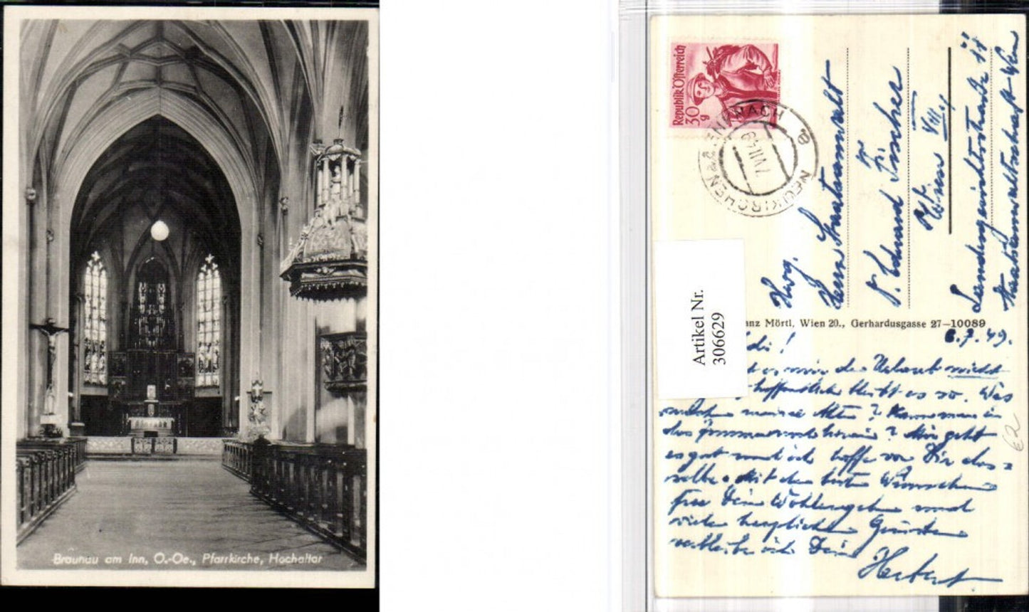 306629,Braunau am Inn Pfarrkirche Kirche Innenansicht Hochaltar Kanzel