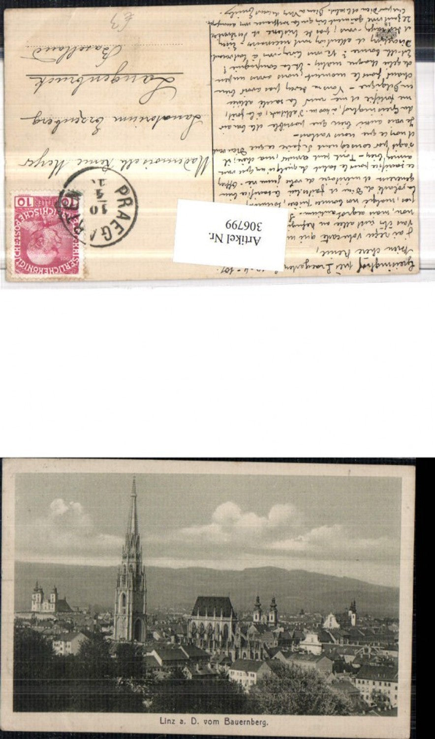 306799,Linz an d. Donau Teilansicht Kirche vom Bauernberg