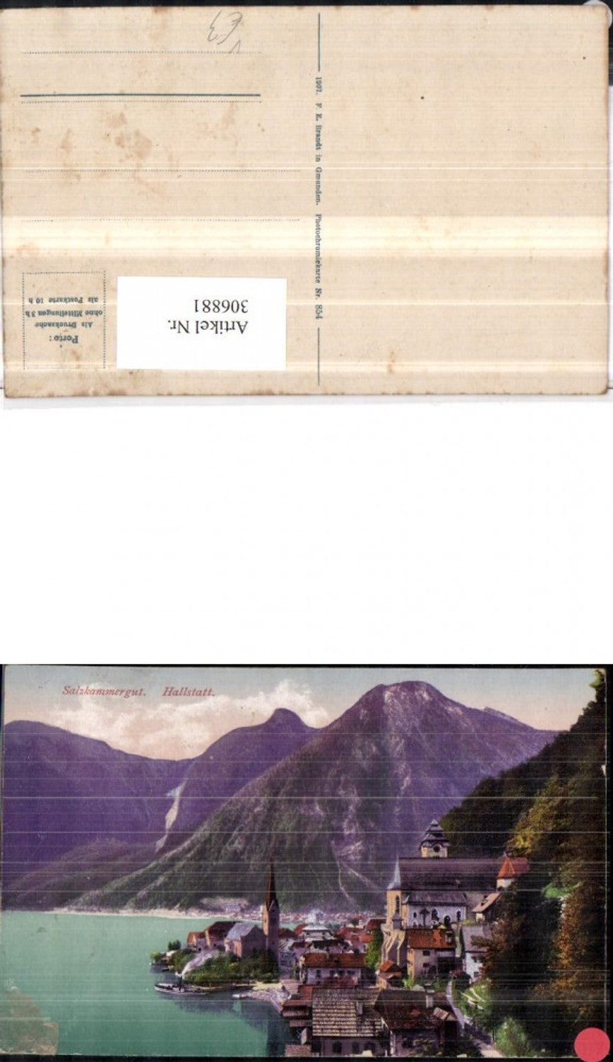 306881,Hallstatt Teilansicht Kirche Bergkulisse pub F. E. Brandt 854