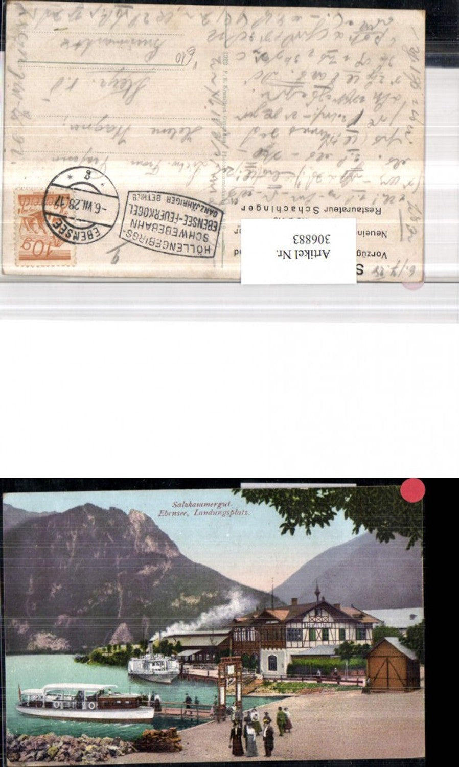 306883,Ebensee Landungsplatz Dampfer Boot pub F. E. Brandt 919