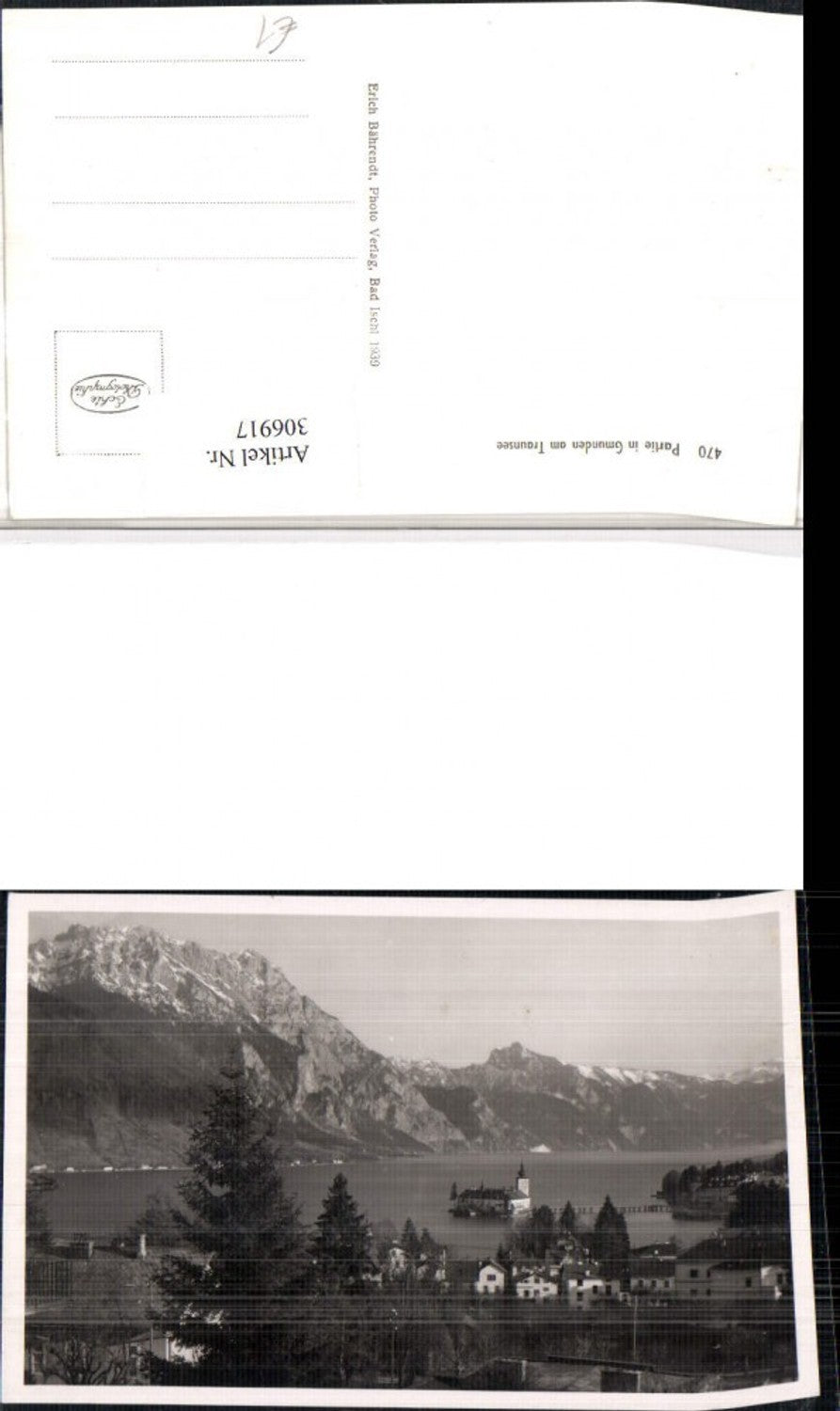 306917,Gmunden am Traunsee Teilansicht Schloss Orth Ort Bergkulisse