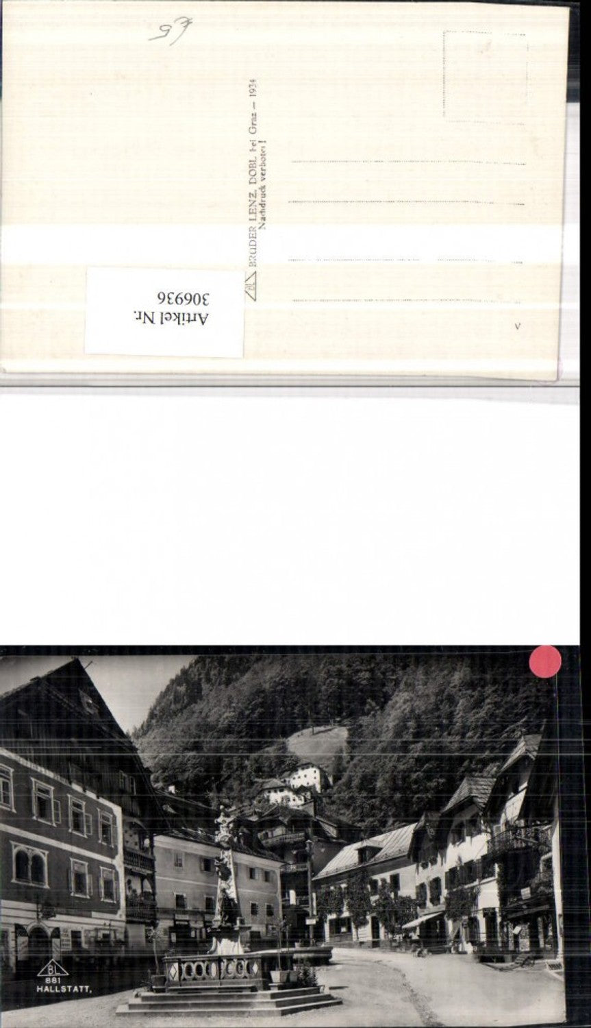 306936,Hallstatt Marktplatz Brunnen Säule
