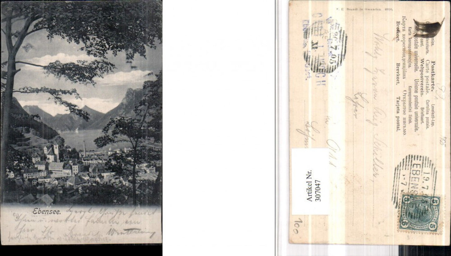307047,Ebensee Totale Bergkulisse pub F. E. Brandt 6010