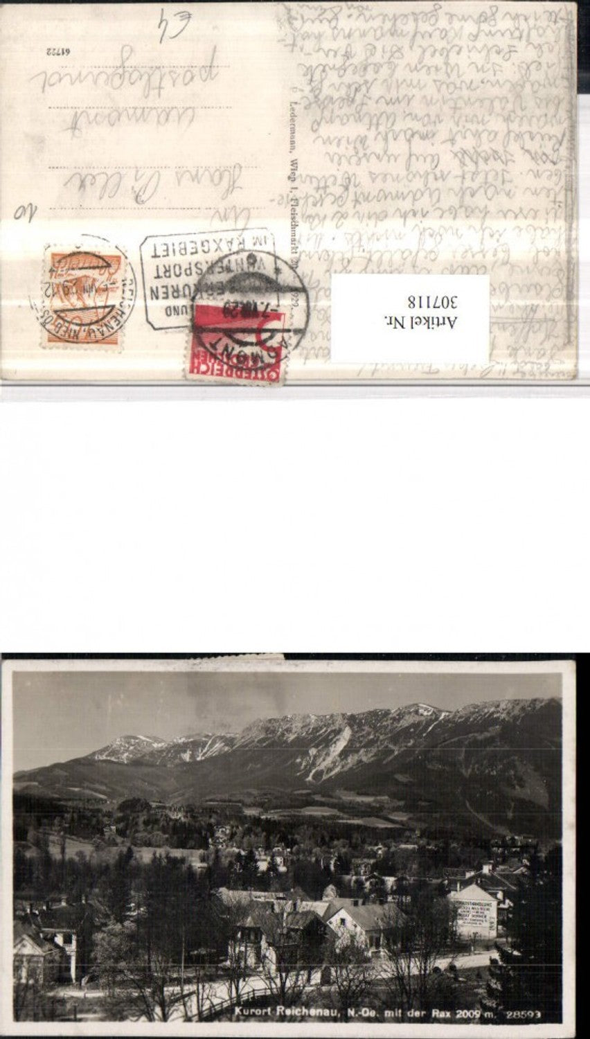 307118,Reichenau Teilansicht Feinkosthandlung m. Rax Bergkulisse