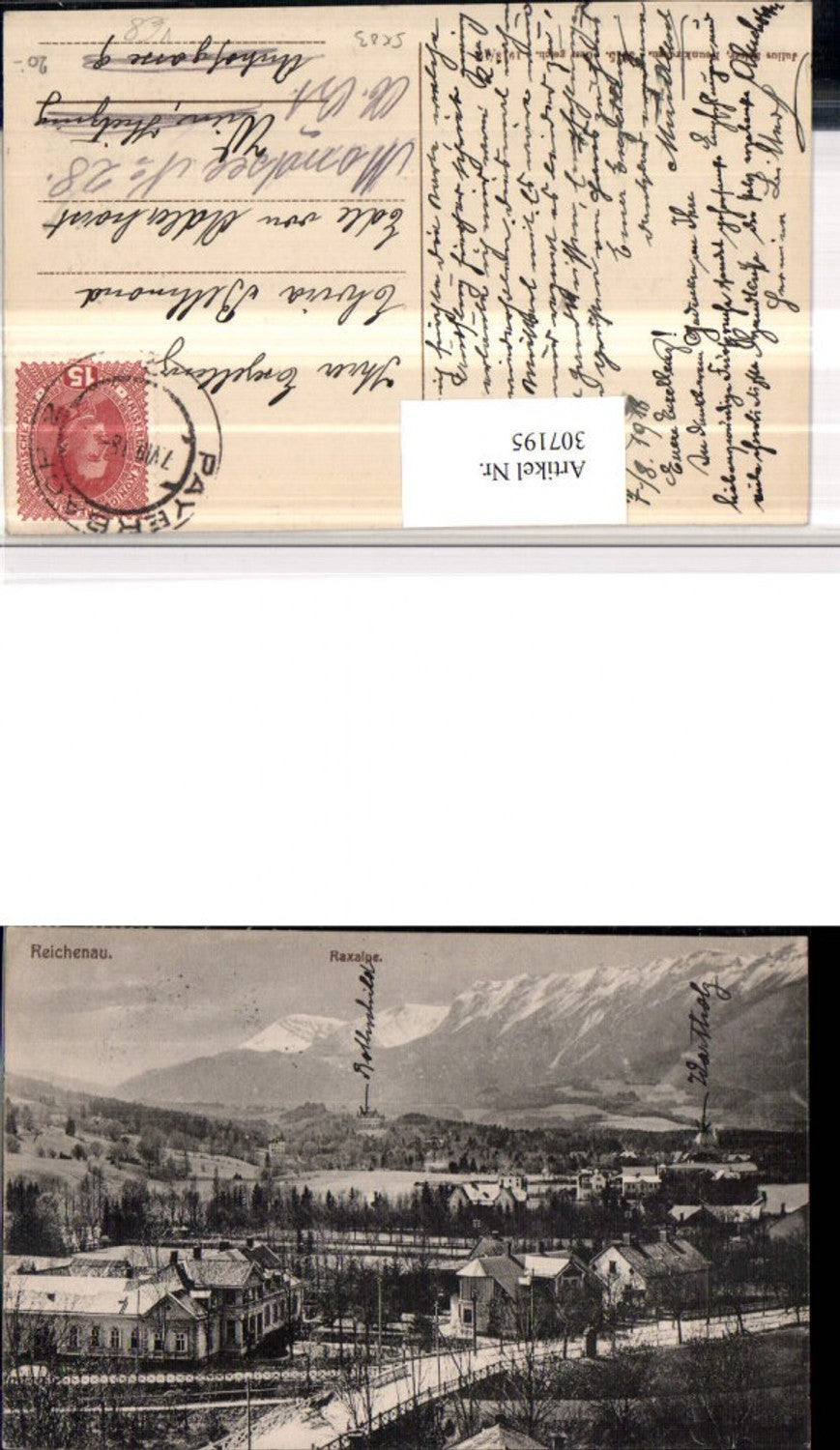 307195,Reichenau Teilansicht m. Raxalpe Bergkulisse pub Julius Seiser 3215