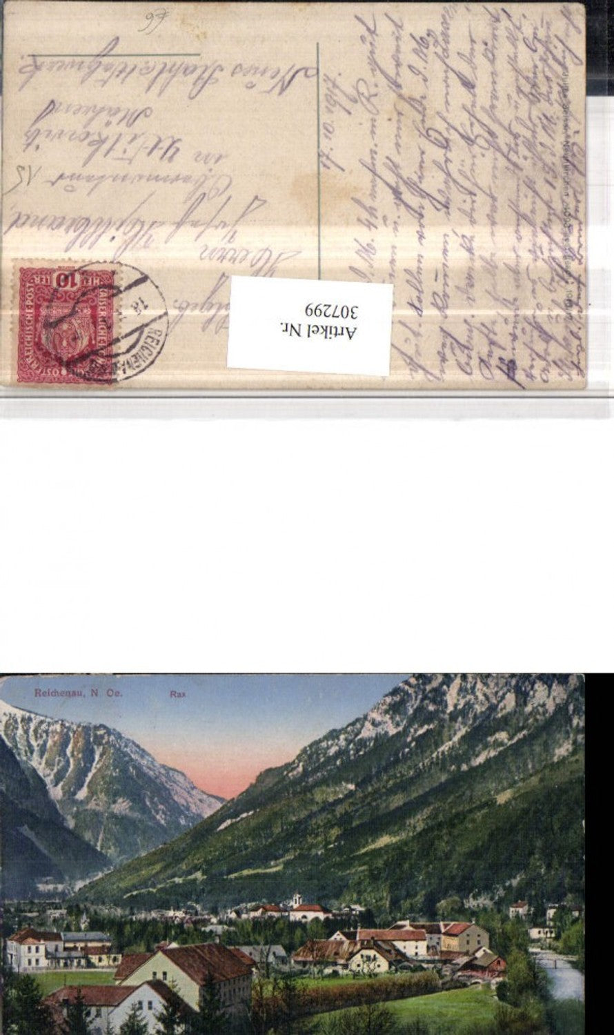 307299, Reichenau partial view with Rax mountain scenery winter scene