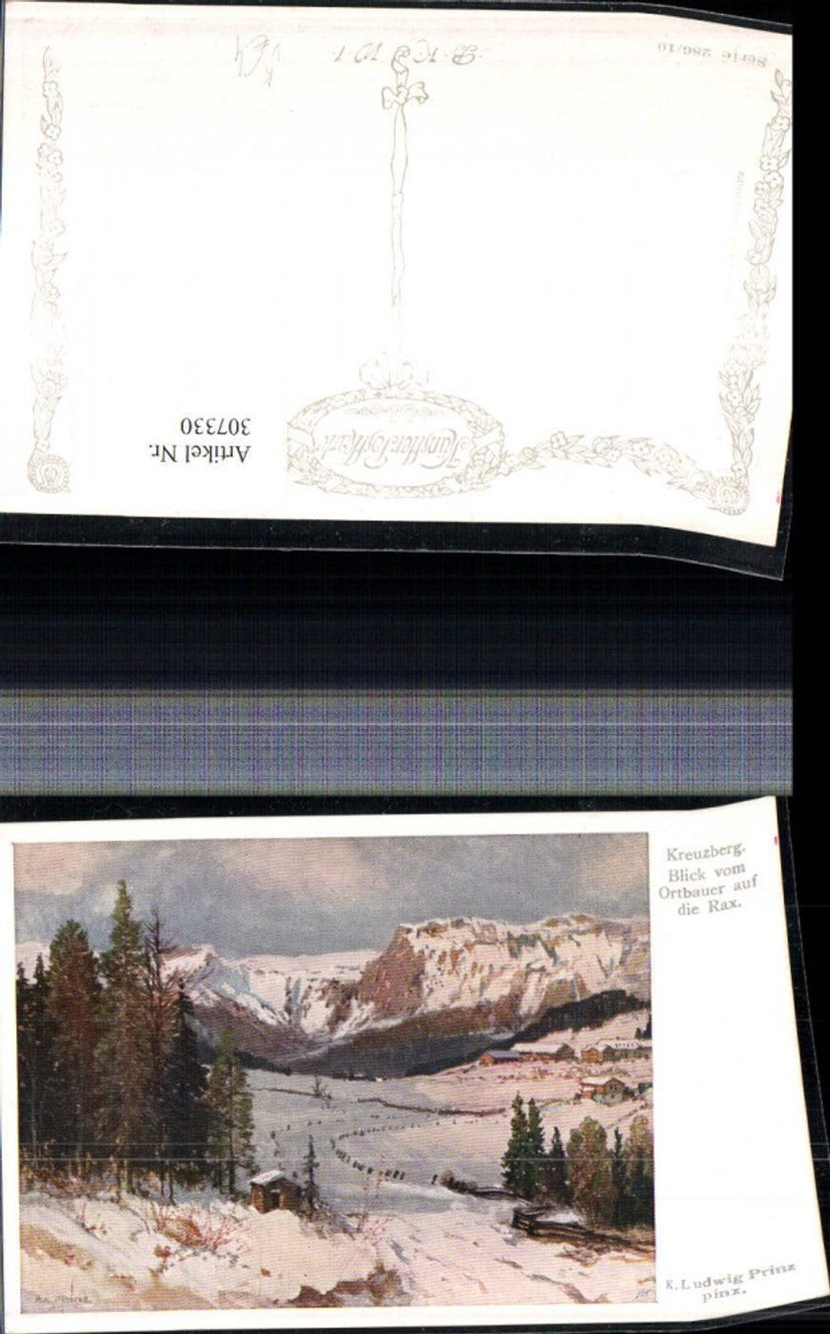 307330,Künstler AK K. L. Prinz Kreuzberg b. Breitenstein Rax Bergkulisse Winterbild pub B.K.W.I. 286/10
