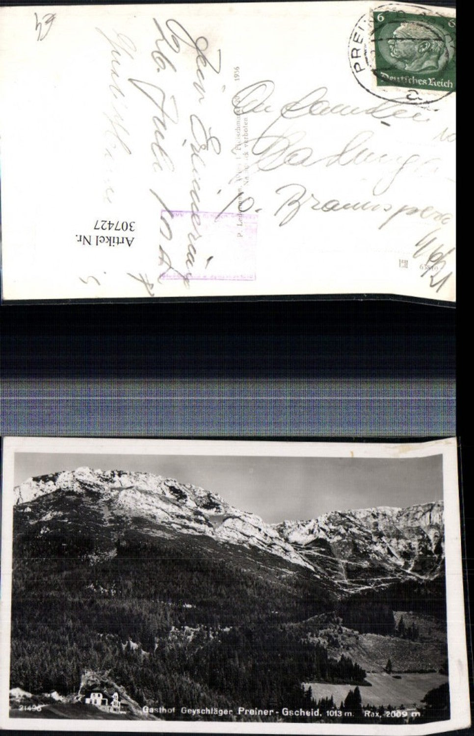 307427,Preiner Gscheid Gasthof Geyschläger b. Prein an d. Rax Bergkulisse