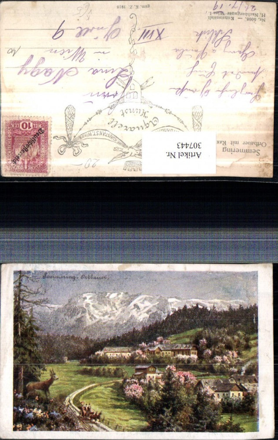 307443,Künstler AK Semmering Ortbauer m. Rax Bergkulisse pub H. Nachbargauer 5008