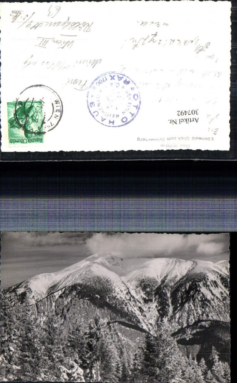 307492,Rax Ebenwald Blick zum Schneeberg b. Reichenau Bergkulisse