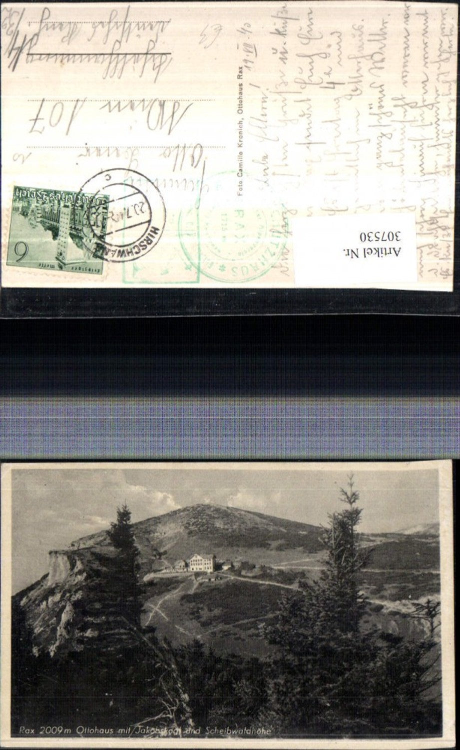 307530,Rax Ottohaus Berghütte m. Jakobskogel u. Scheibwaldhöhe b. Reichenau