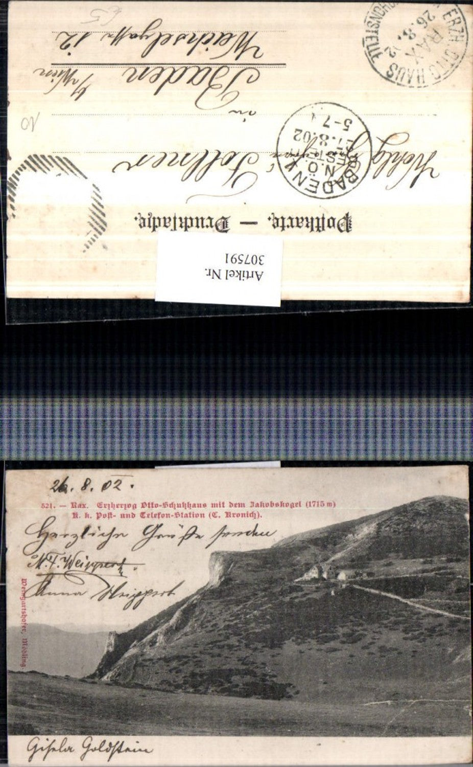 307591,Rax Erzherzog Otto-Schutzhaus Berghütte m. Jakobskogel b. Reichenau