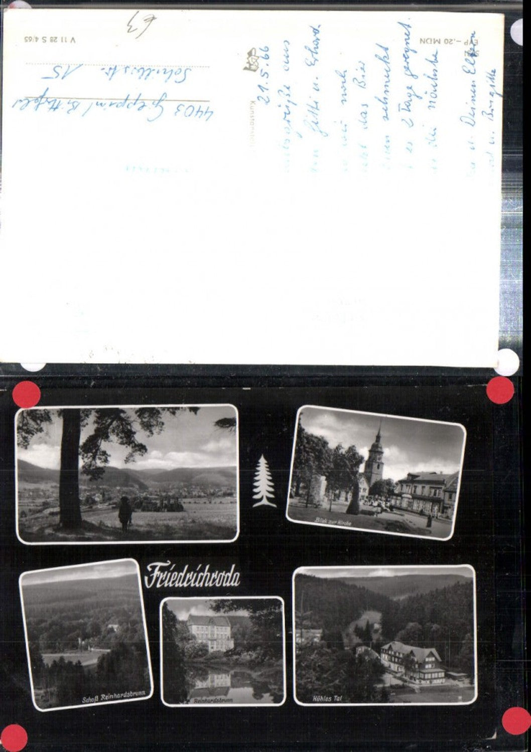 307985, Friedrichroda, overall view of the church, Reinhardsbrunn Castle, Cool Valley, multi-view postcard
