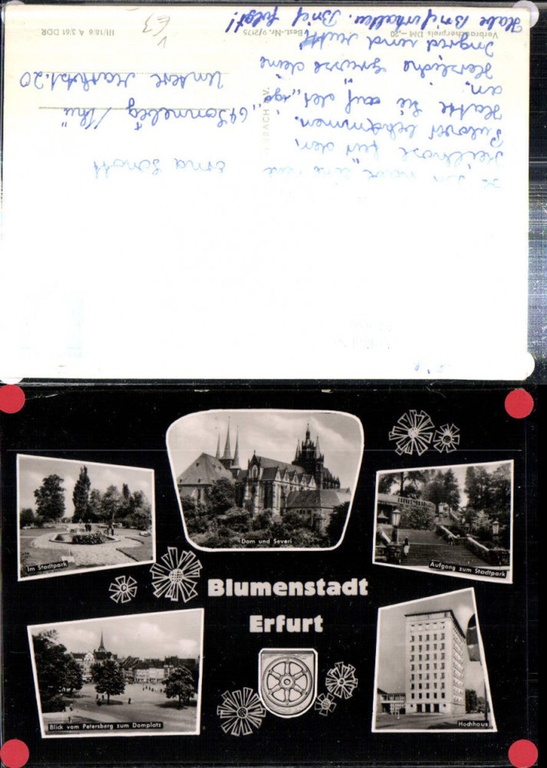 307986, Erfurt Cathedral and St. Severus Church, high-rise building, city park, cathedral square, multi-image postcard, VEB 9/2175