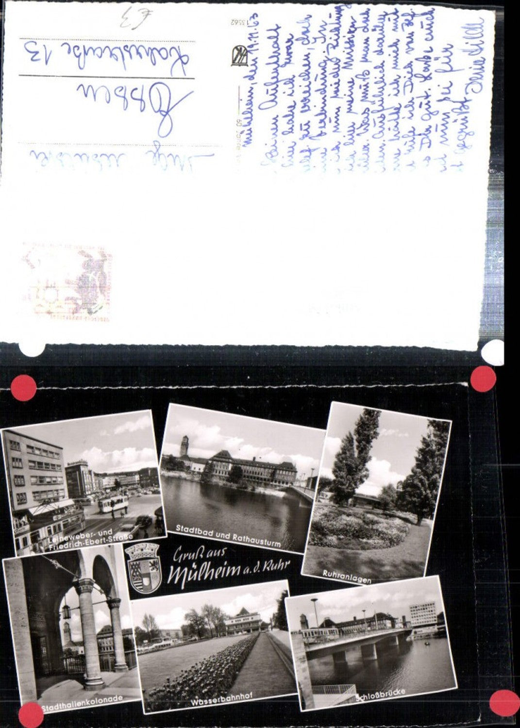 308028,Mühlheim an d. Ruhr Wasserbahnhof Schlossbrücke Straßenbahn Stadtbad Mehrbildkarte