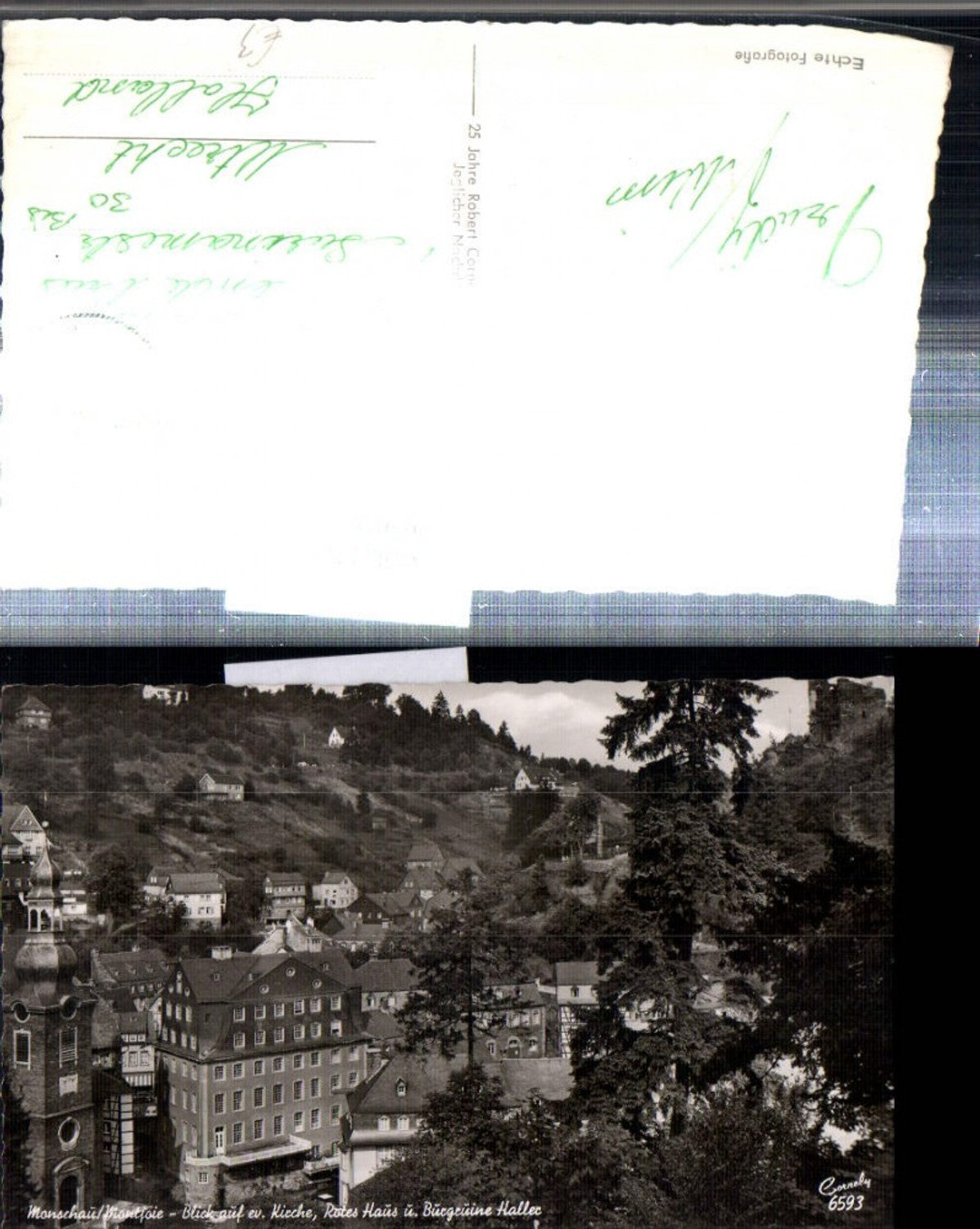 308069,Monschau in d. Eifel Teilansicht Evangelische Kirche Rotes Haus u. Burgruine Haller