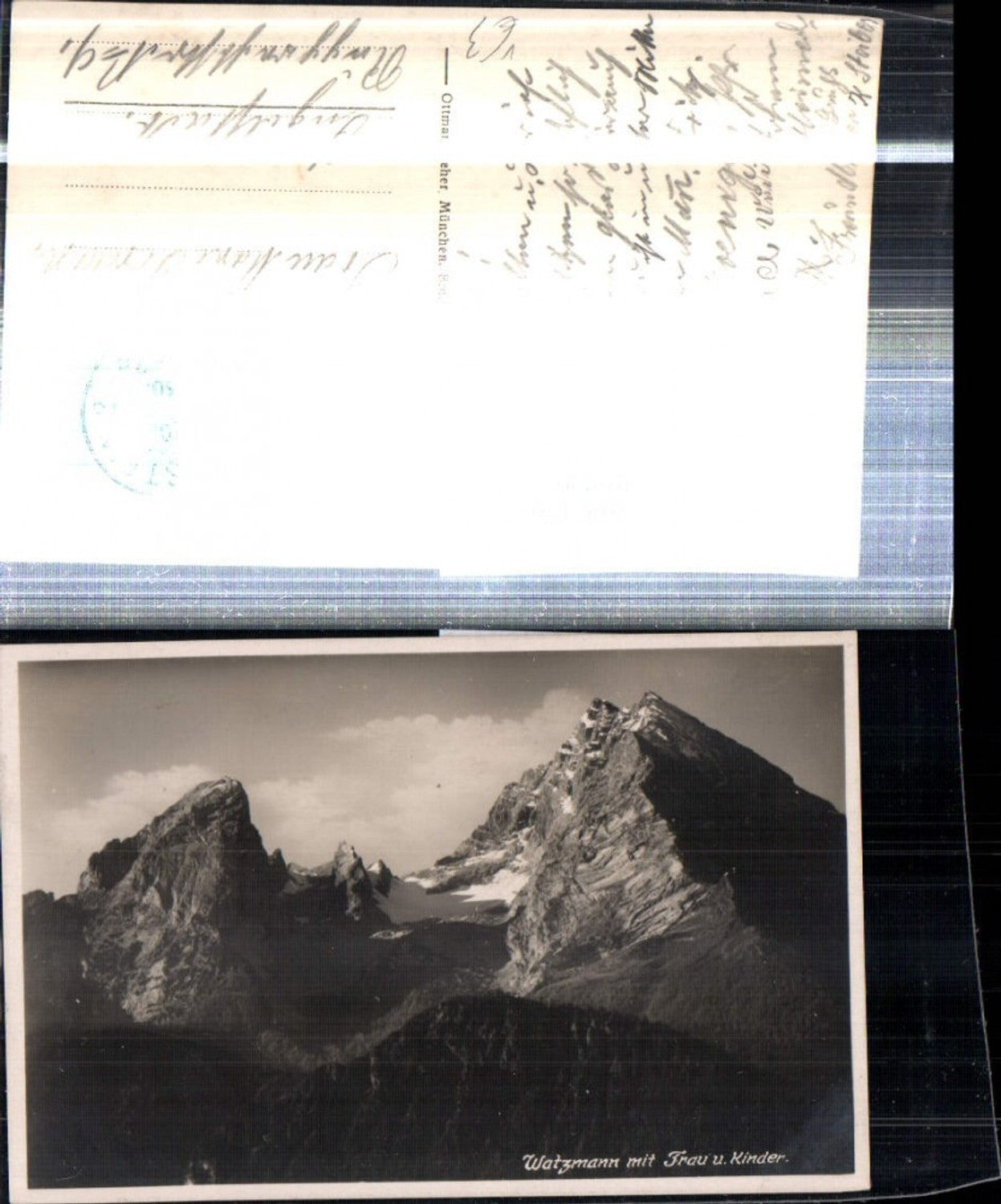 308420,Watzmann m. Frau u. Kinder b. Berchtesgaden Bergkulisse pub Ottmar Zieher 973