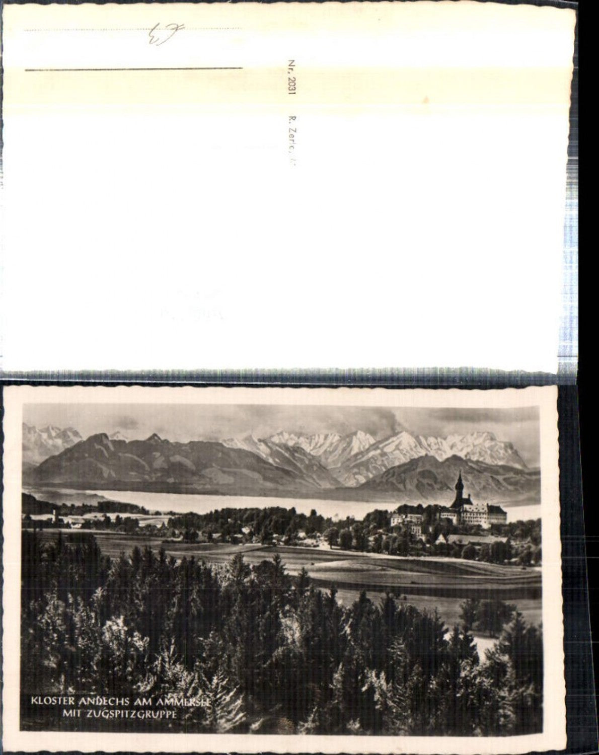 308478,Kloster Andechs am Ammersee m. Zugspitzgruppe Bergkulisse