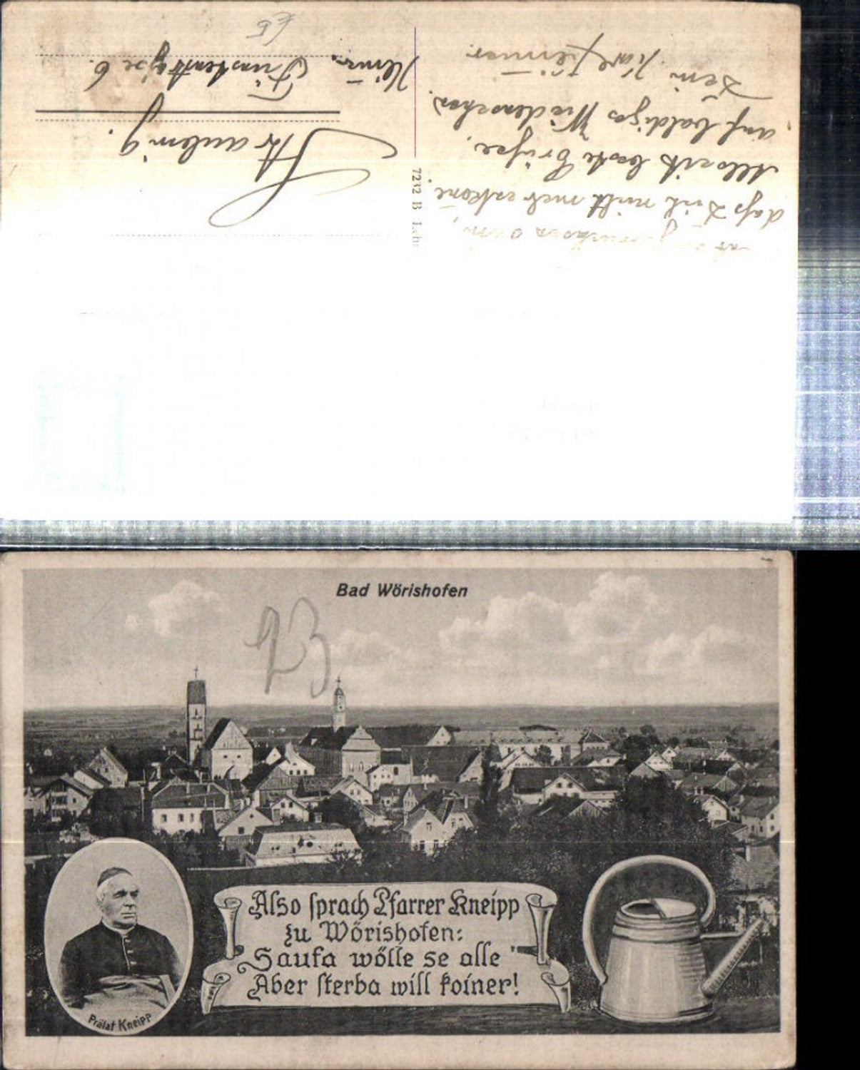 308586,Bad Wörishofen Totale Pfarrer Kneipp Portrait Gießkanne Spruch