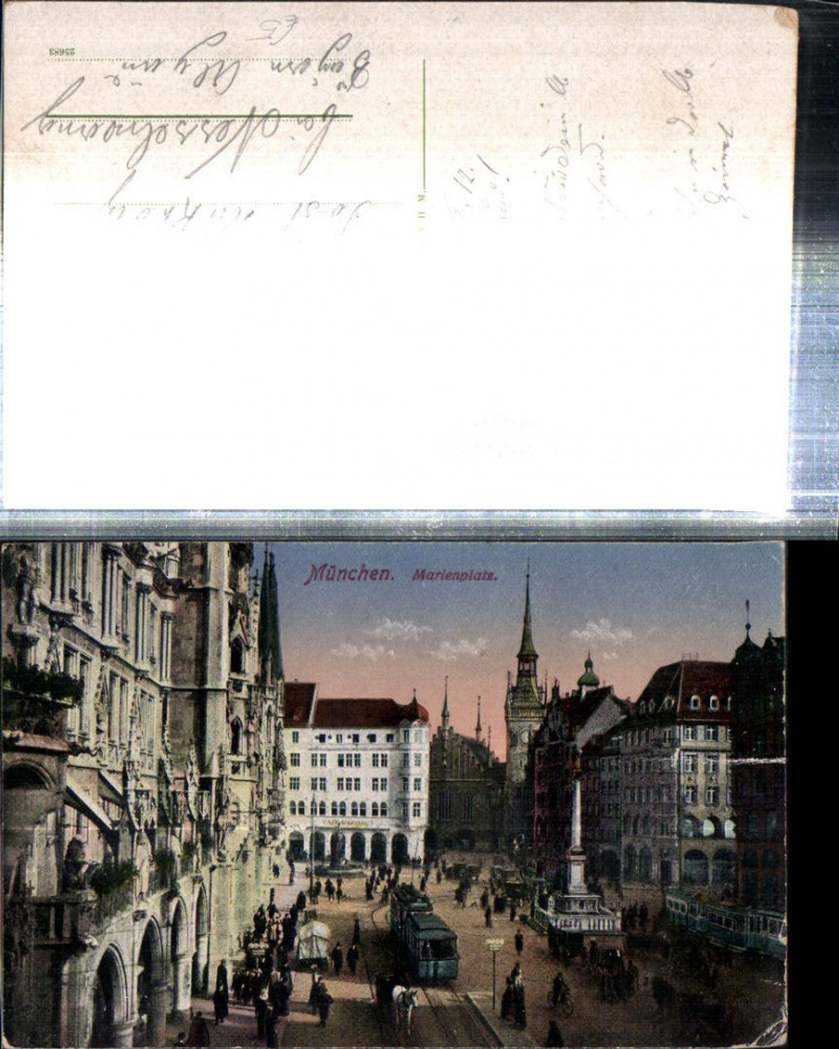 308602,München Marienplatz Straßenansicht Straßenbahn Säule
