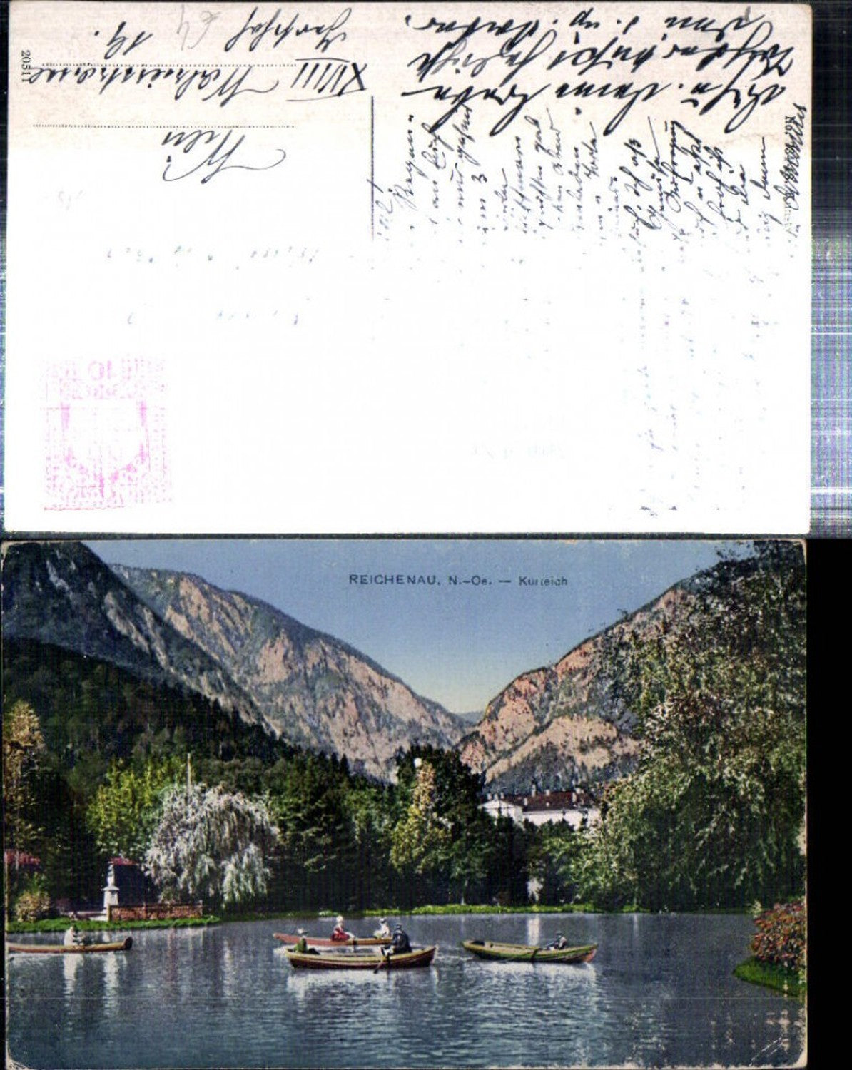 308776,Reichenau an d. Rax Kurteich Kurhaus Ruderboote Bergkulisse