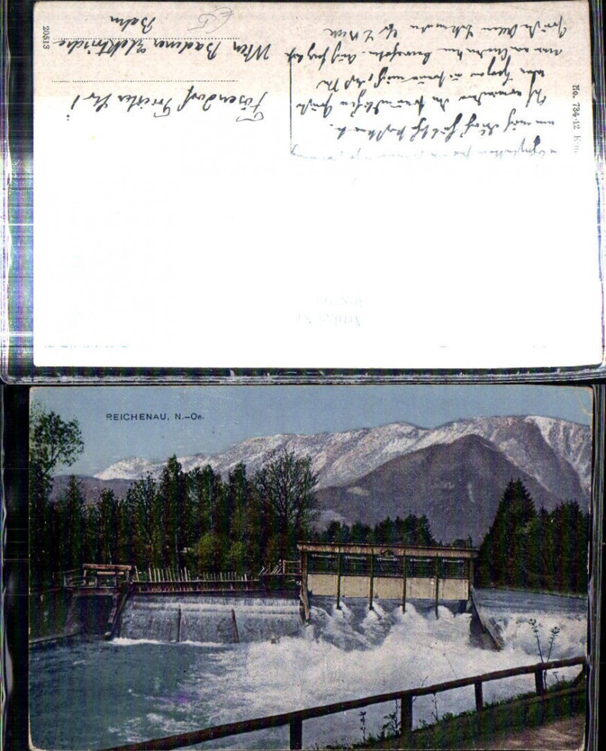 308793,Reichenau an d. Rax Fluss Wehr Bergkulisse