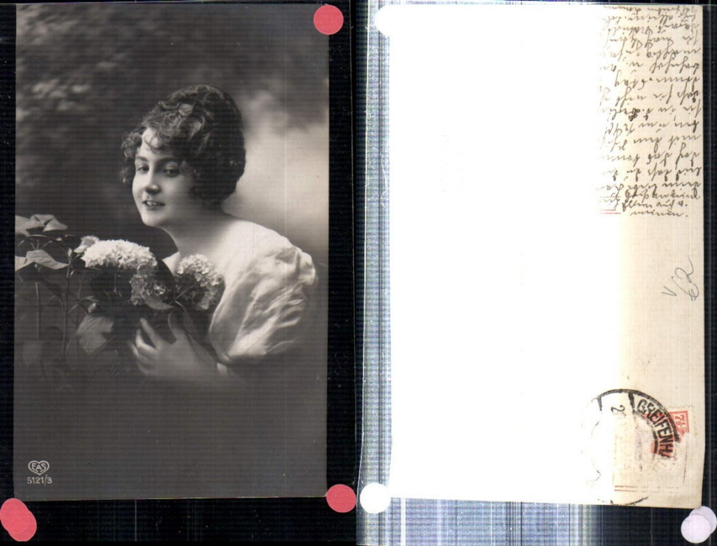309223,Foto AK Frau Portrait Blumen Flieder pub EAS 5121/3