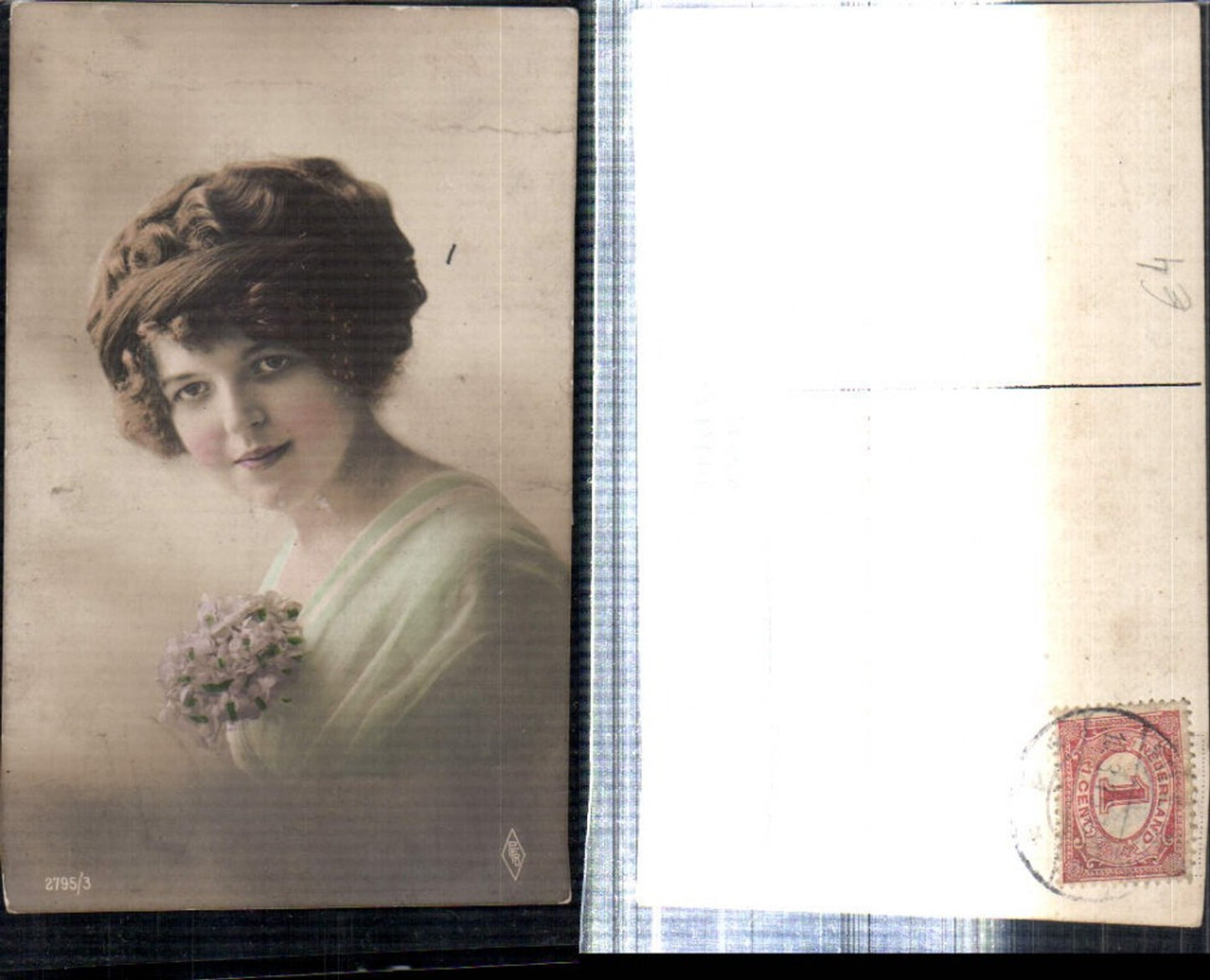 309234,Frau Mädchen m. Stola Portrait Blumen Flieder