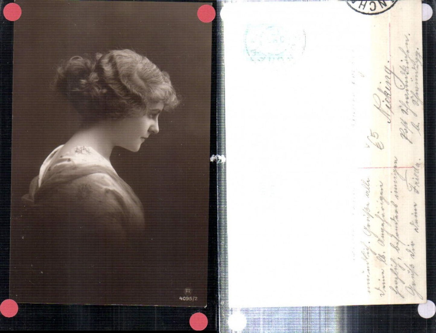 309302,Foto AK Frau m. Stola Seitenportrait pub RPH 4095/2