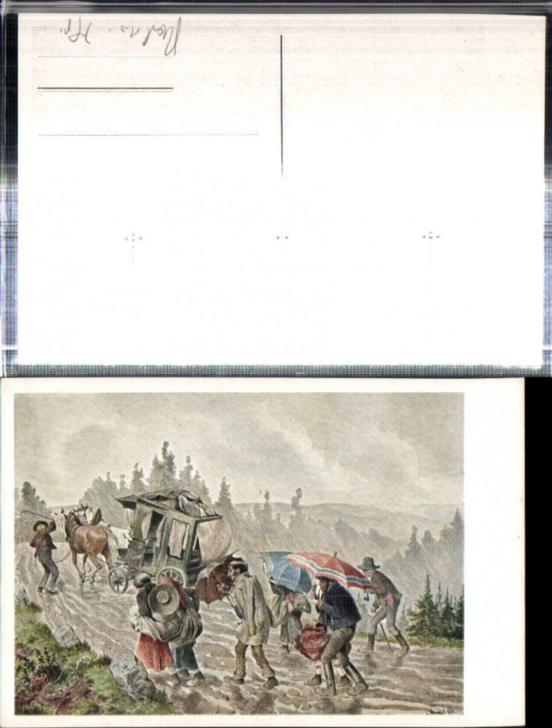 309358,Bund Deutscher Österreicher 46 Künstler Alois Greil Beschwerliche Postfahrt Postkutsche