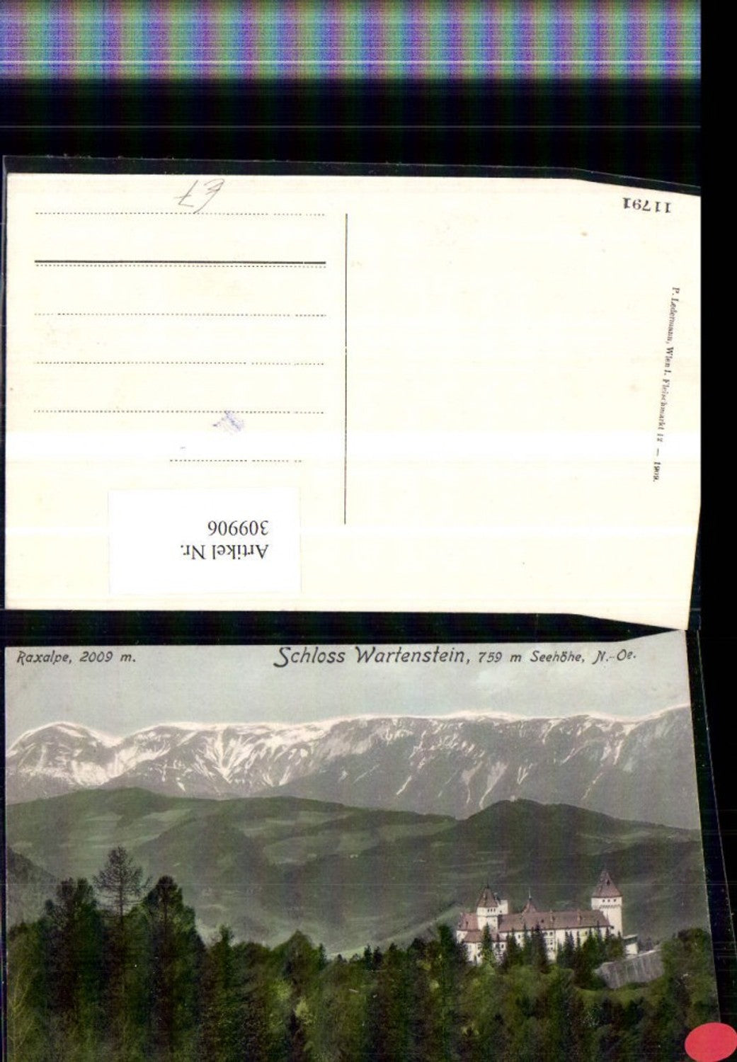 309907,Schloss Wartenstein b. Gloggnitz m. Raxalpe Bergkulisse