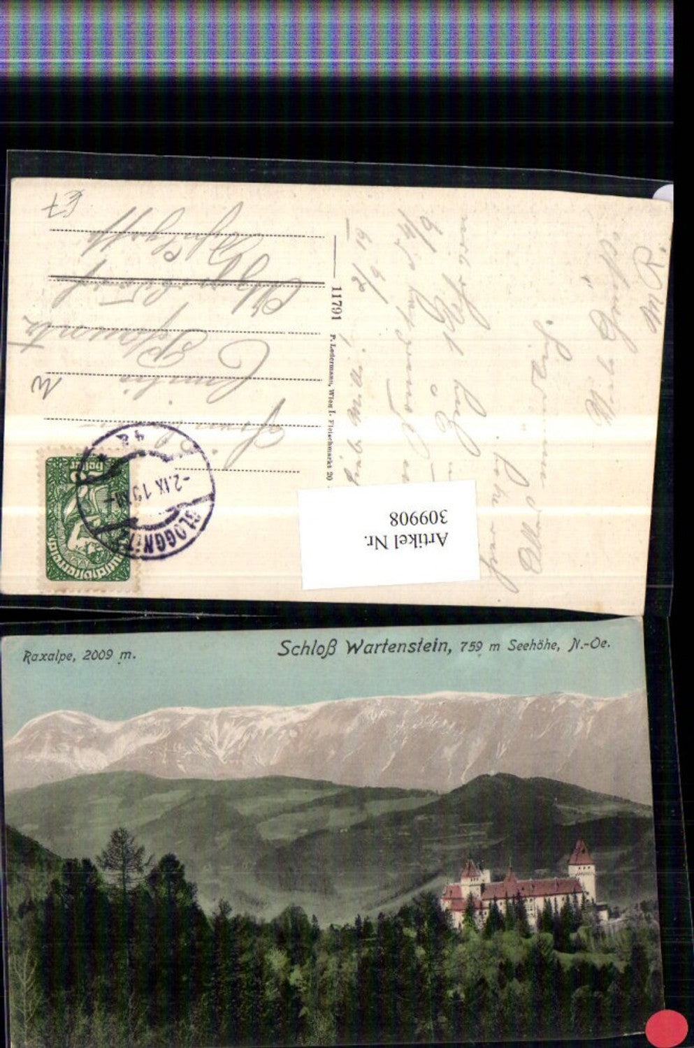 309908,Schloss Wartenstein b. Gloggnitz m. Raxalpe Bergkulisse