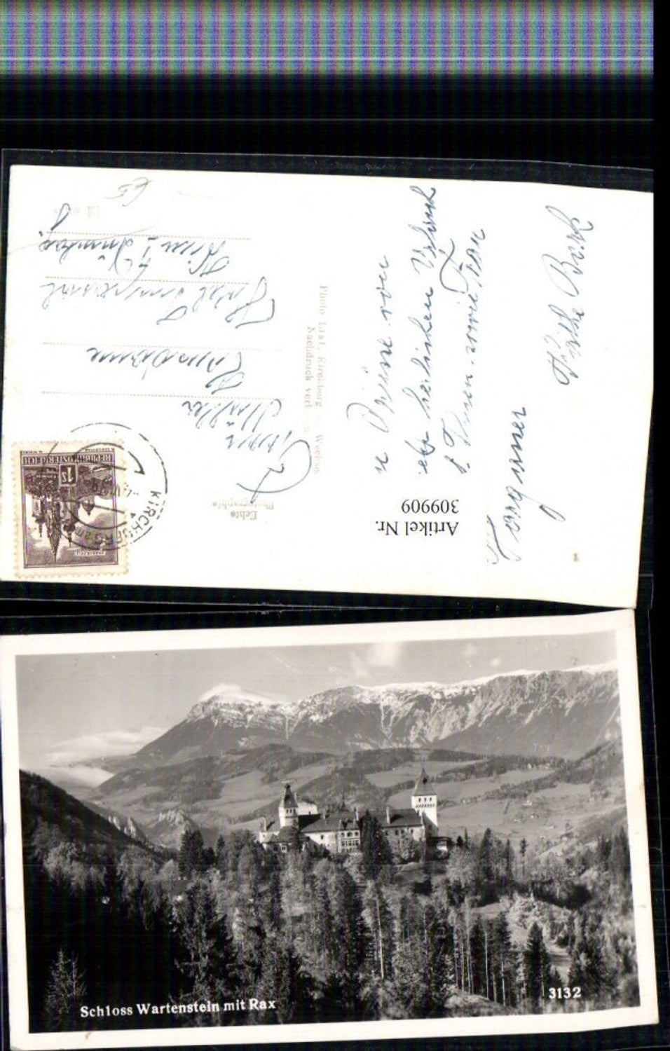 309909,Schloss Wartenstein b. Gloggnitz m. Rax Bergkulisse