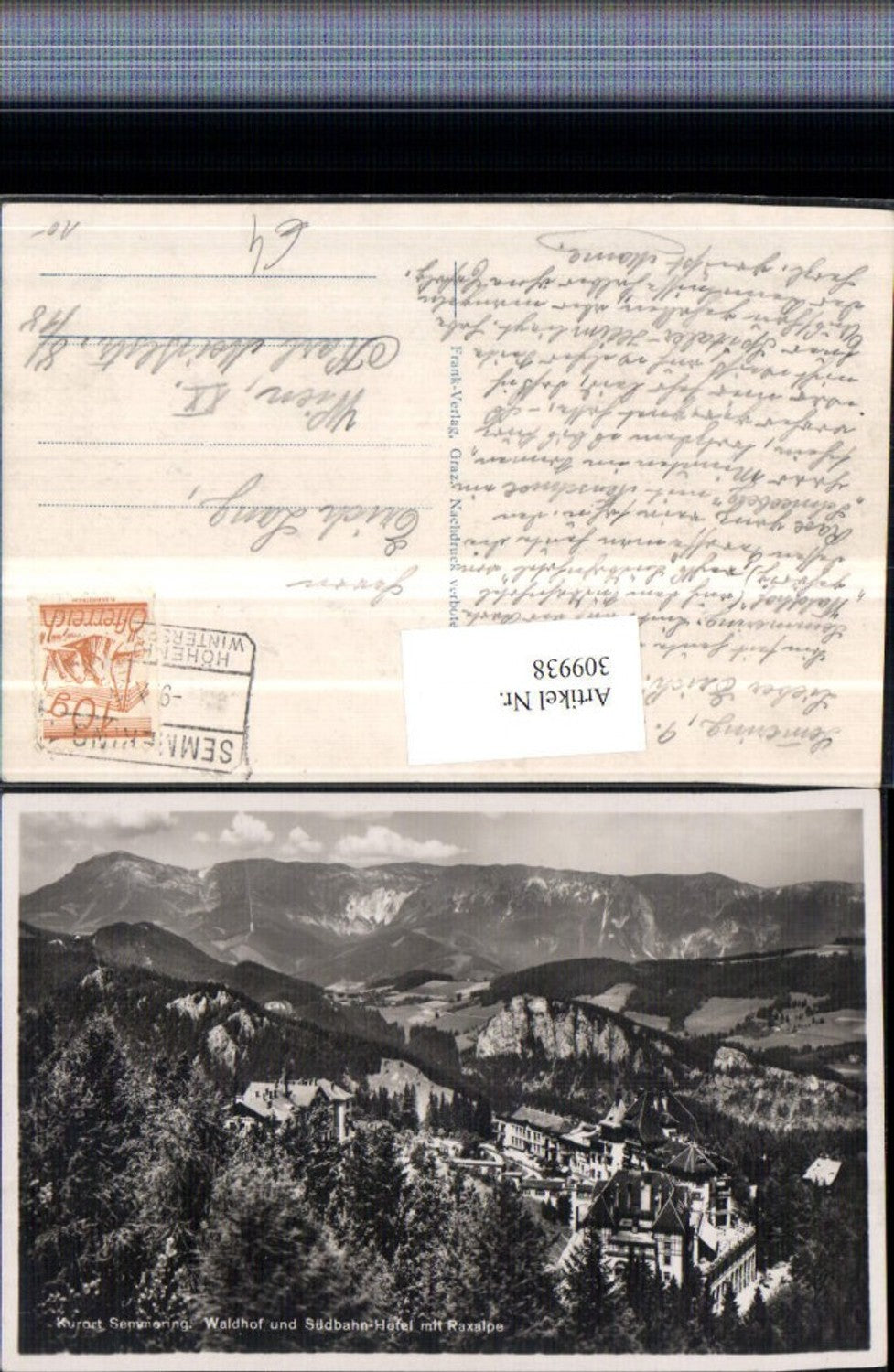 309938,Semmering Waldhof u. Südbahnhotel m. Raxalpe Bergkulisse