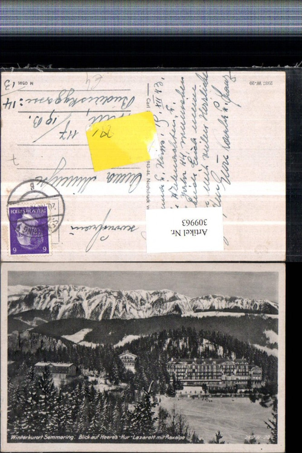 309963,Semmering Heeres-Kurlazarett m. Raxalpe Bergkulisse Winterbild