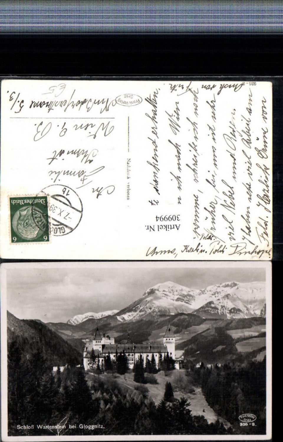 309994,Schloss Wartenstein b. Gloggnitz Bergkulisse