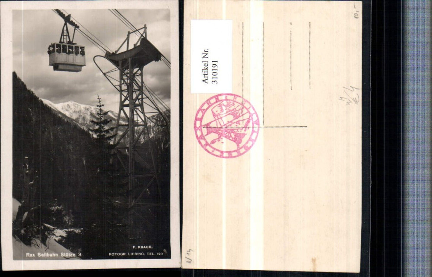 310191,Rax Seilbahn b. Reichenau Stütze 3 Bergkulisse Winterbild