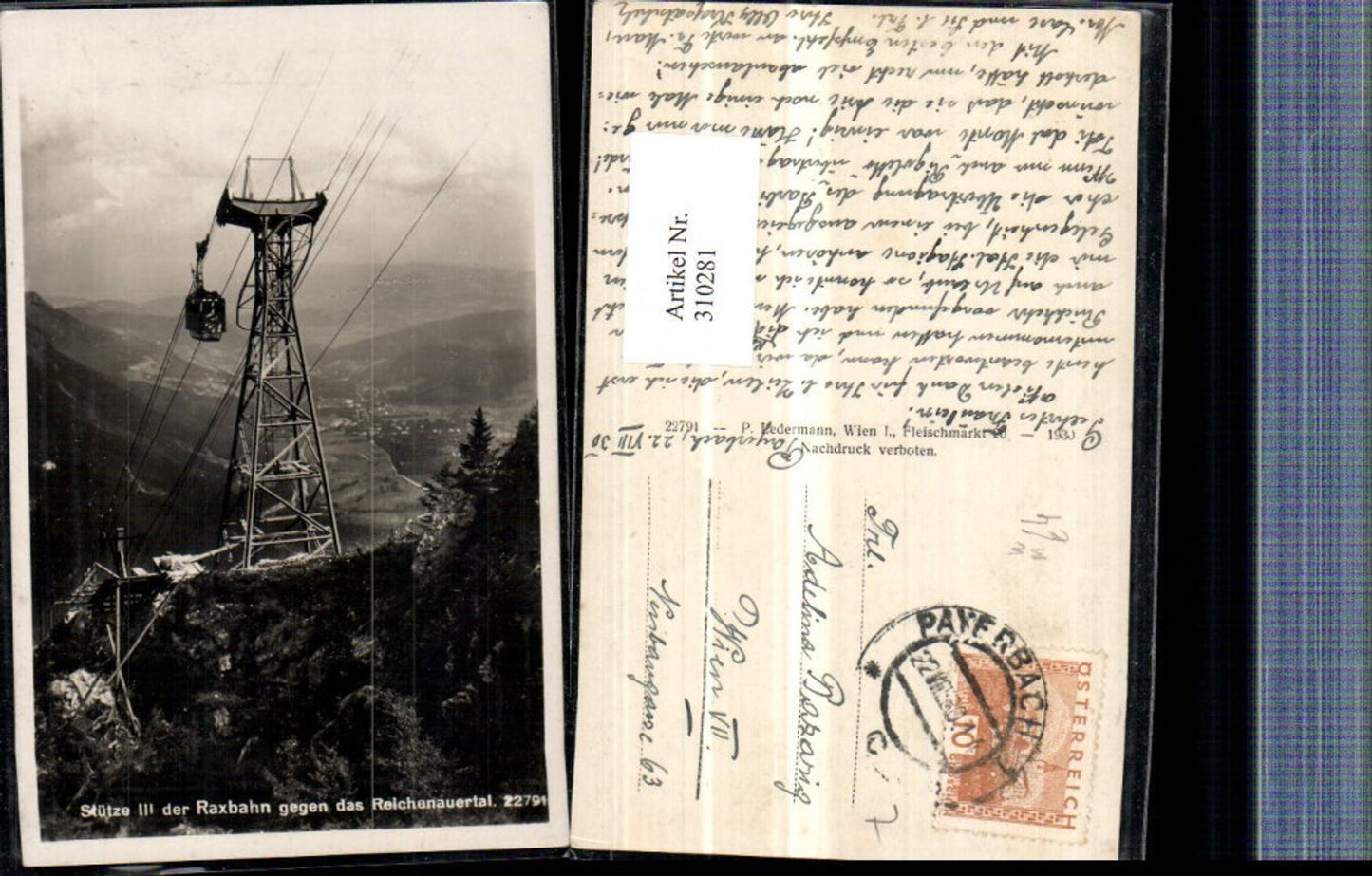 310281,Raxbahn Seilbahn Stütze 3 geg. Reichenau