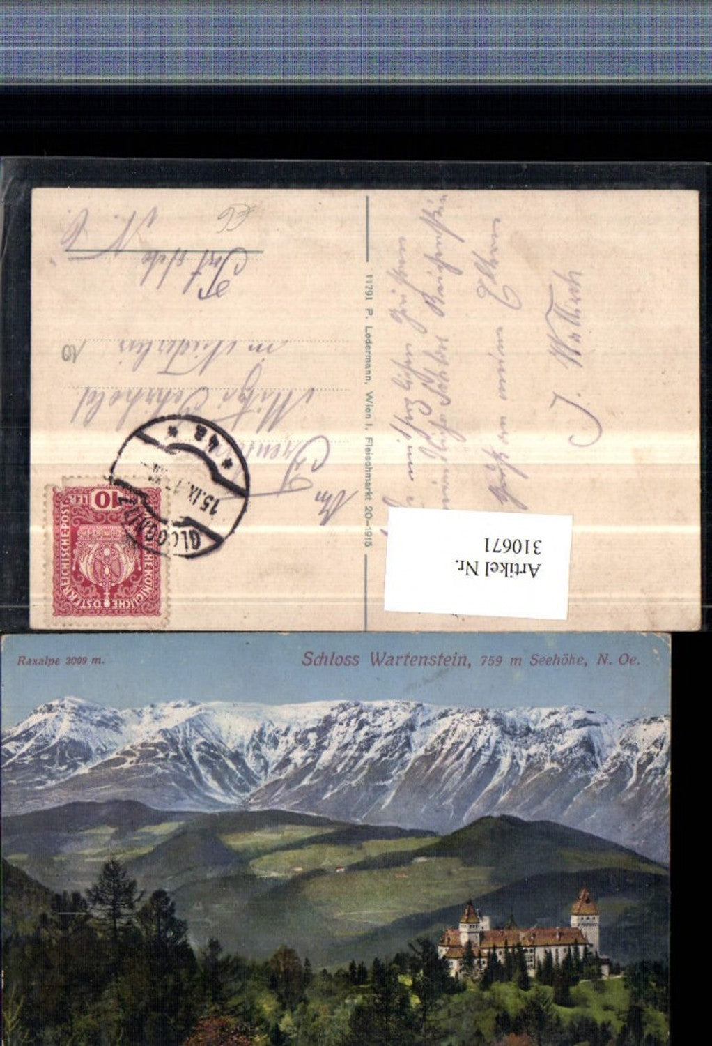 310671,Schloss Burg Wartenstein b. Gloggnitz m. Raxalpe Bergkulisse