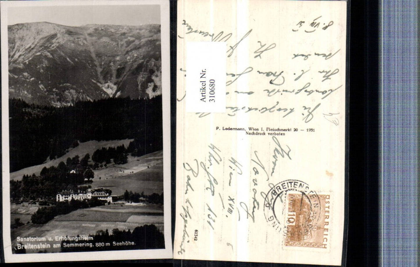 310680,Breitenstein am Semmering Sanatorium u. Erholungsheim Bergkulisse