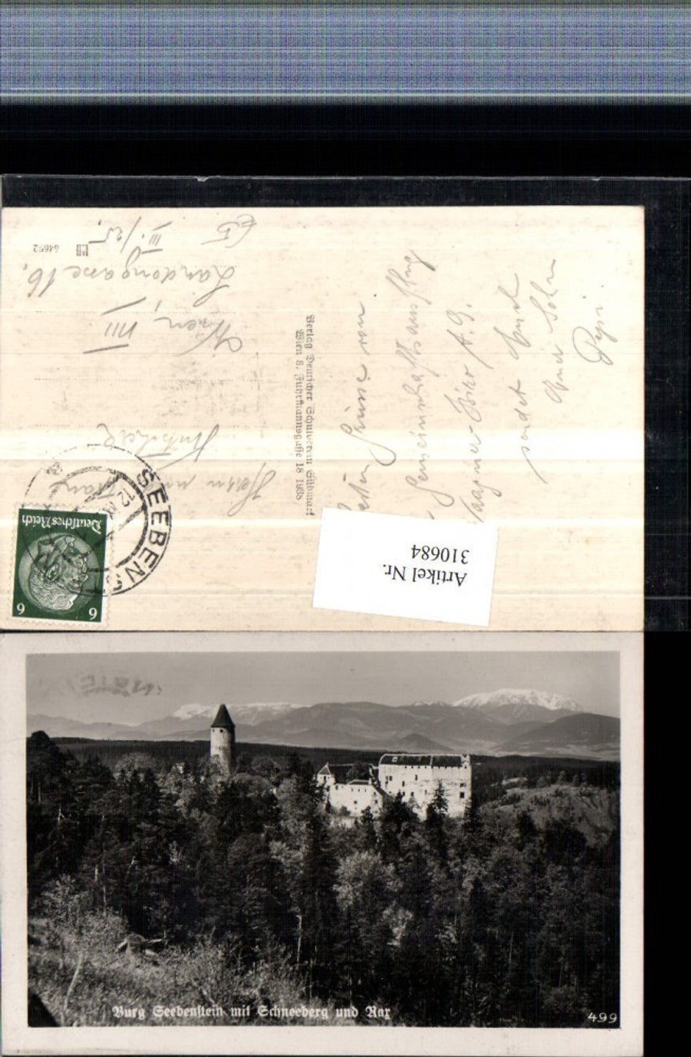 310684,Burg Seebenstein m. Schneeberg u. Rax Bergkulisse