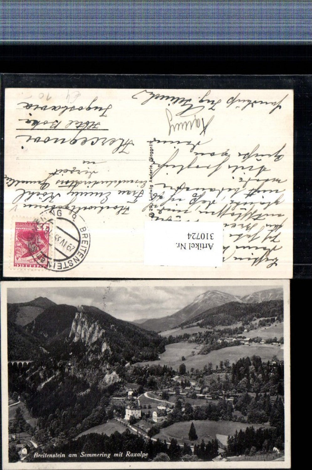 310724,Breitenstein am Semmering Totale m. Raxalpe Bergkulisse