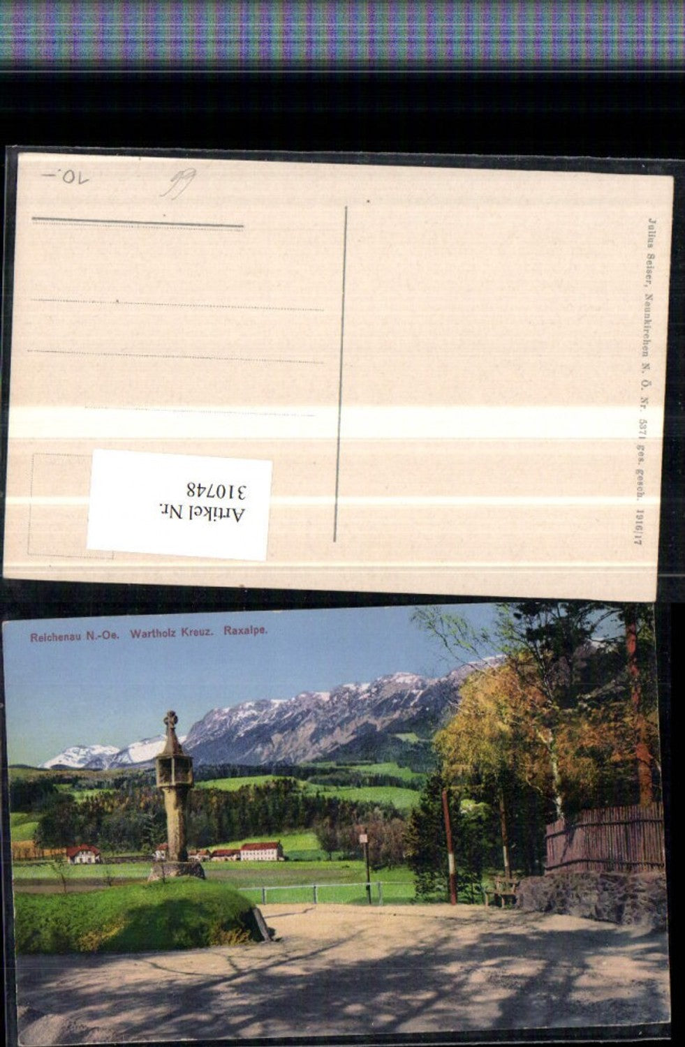310748,Reichenau an d. Rax Wartholz-Kreuz Bildstock geg. Raxalpe Bergkulisse